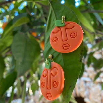 Sicilian Sweetheart Orange Clay Earrings