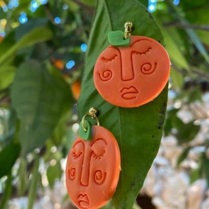 Sicilian Sweetheart Orange Clay Earrings