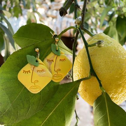 Sicilian Sweetheart Lemon Clay Earrings