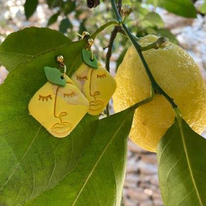 Sicilian Sweetheart Lemon Clay Earrings